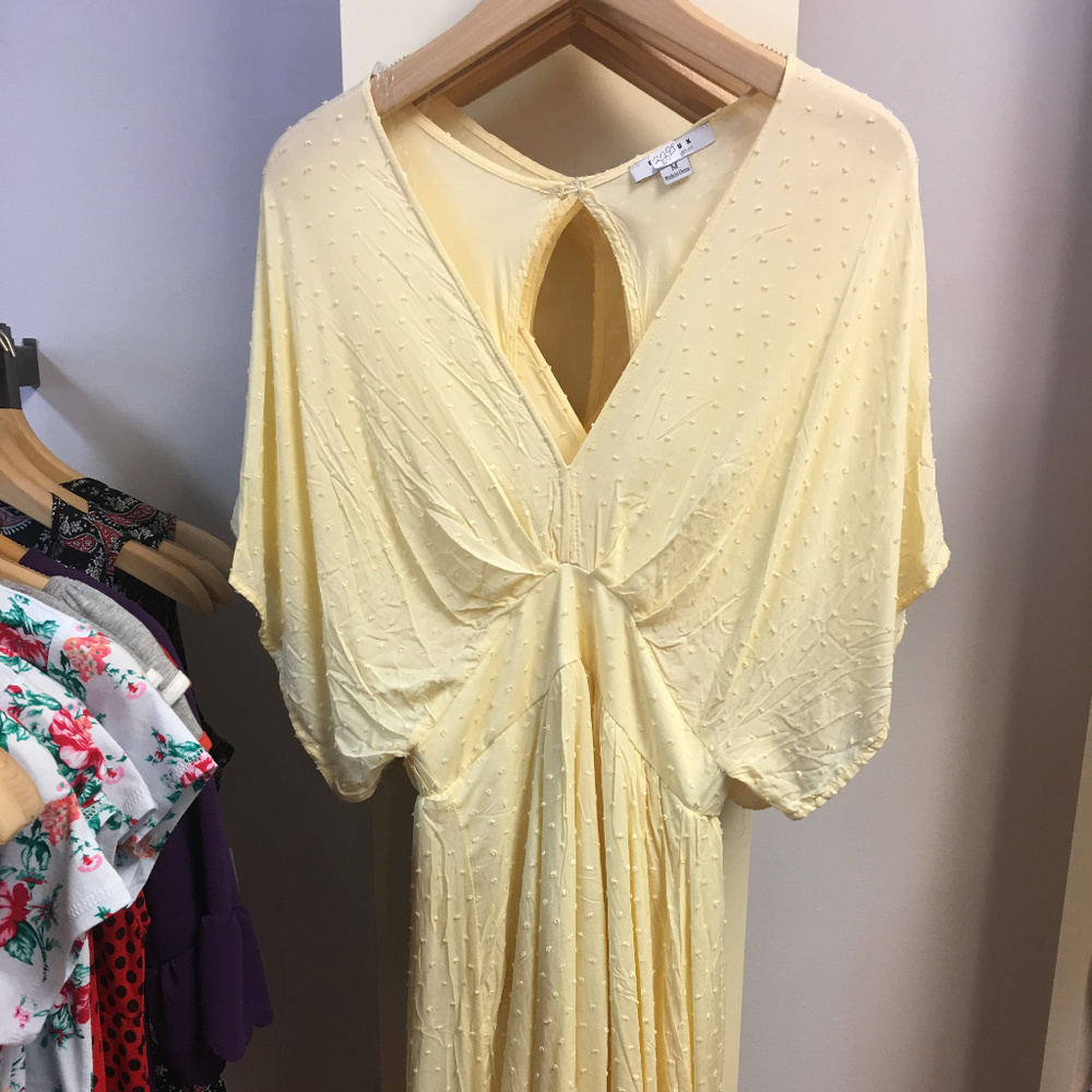 Flowy dotted dress boho blouse S empire waist M